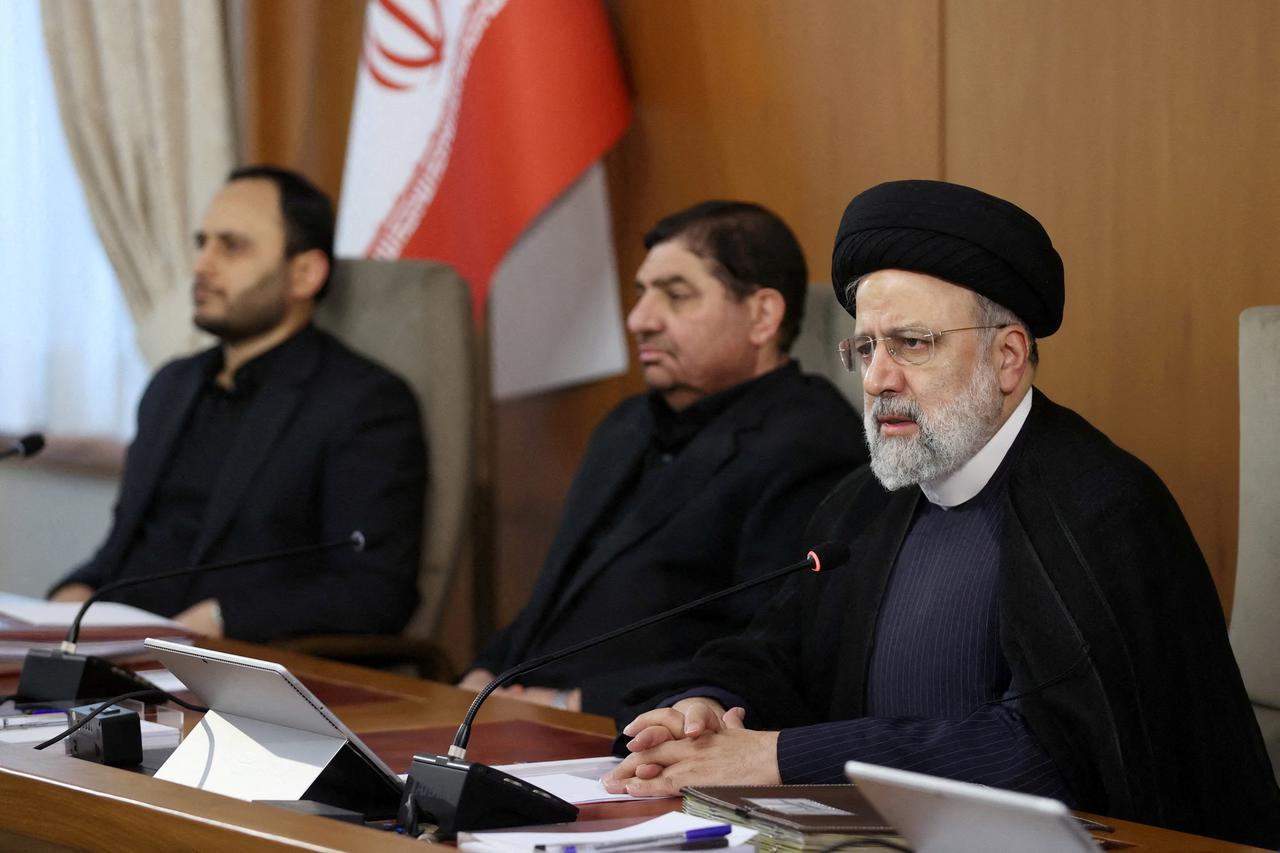 FILE PHOTO: Iranian President Ebrahim Raisi speaks during a meeting with the cabinet in Tehran