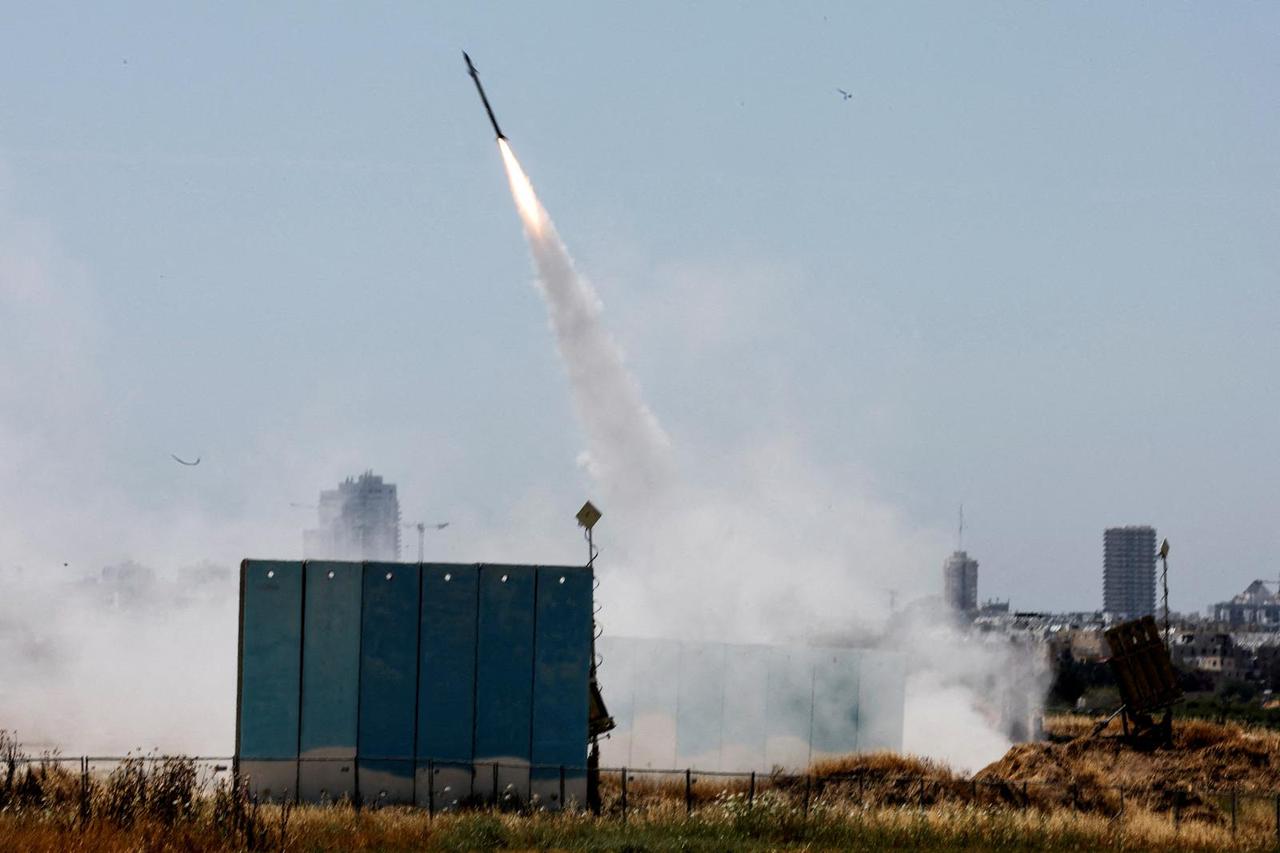 FILE PHOTO: An Israeli Iron Dome anti-missile system is activated as rockets launched from the Gaza Strip, near Ashdod