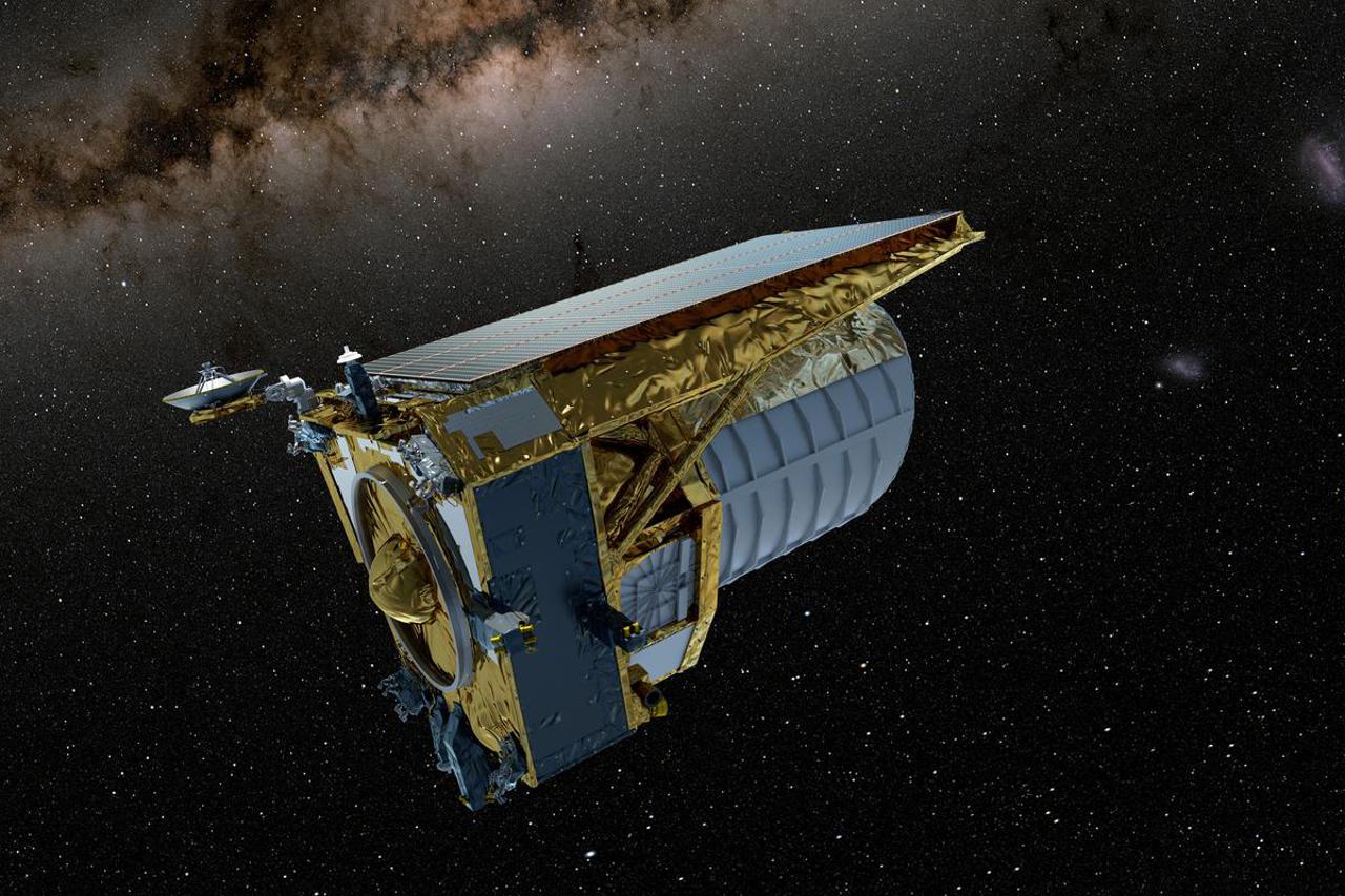 An artist's concept shows the Euclid space telescope, built by the European Space Agency (ESA), in operation