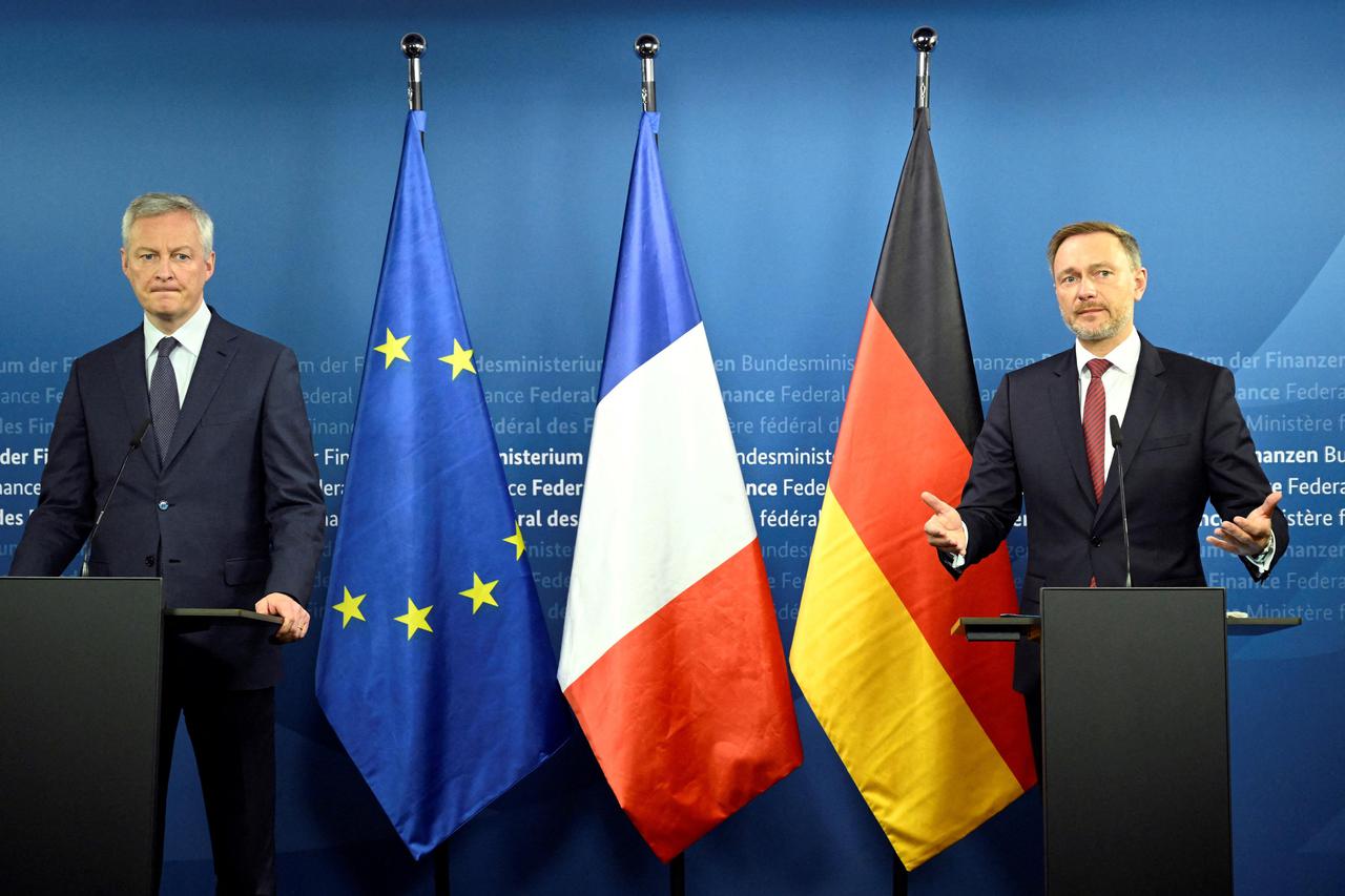 German Finance Minister Lindner and French Economy Minister Le Maire give a press statement, in Berlin
