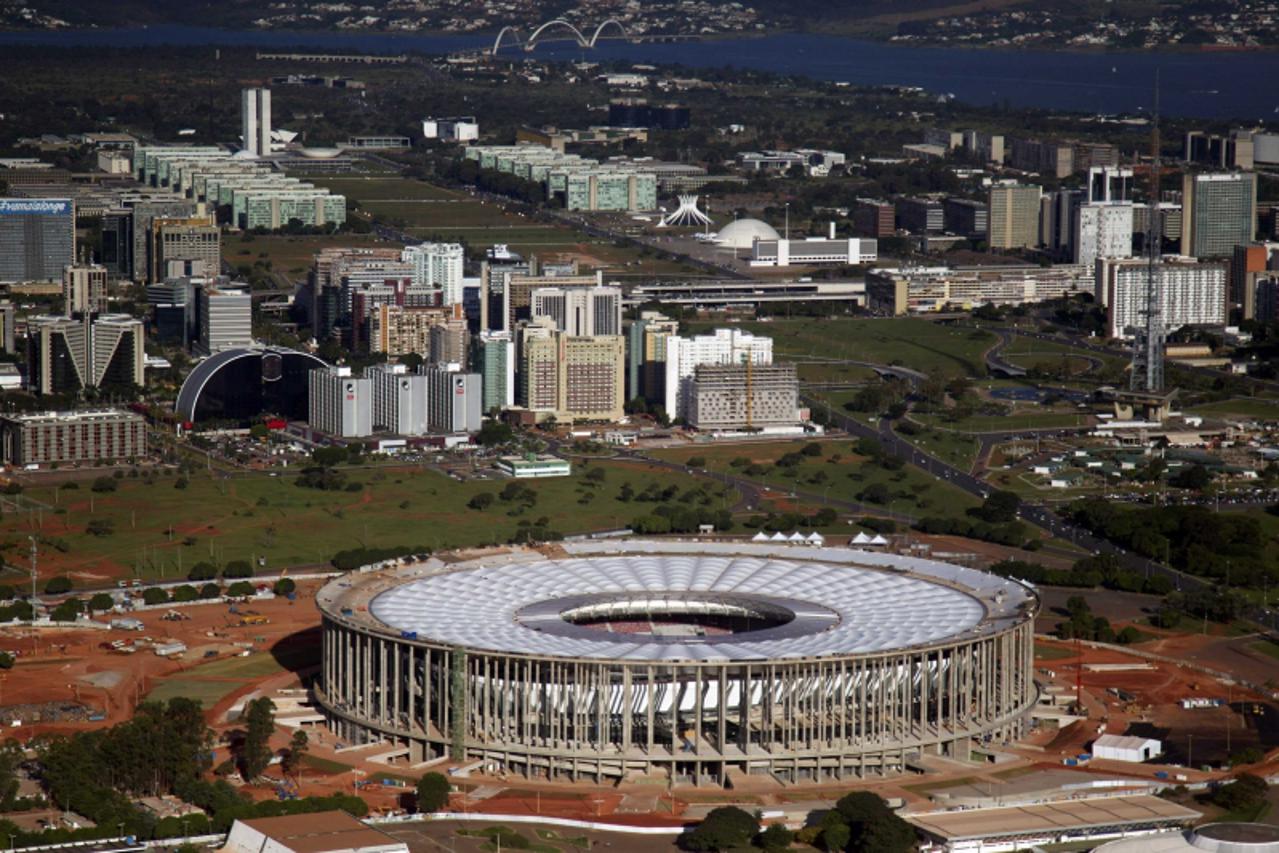 'A general view of the National Mane Garrincha Stadium, seen under construction in Brasilia April, 28, 2013. The stadium will be one of the venues for the 2013 Confederations Cup and the 2014 World Cu