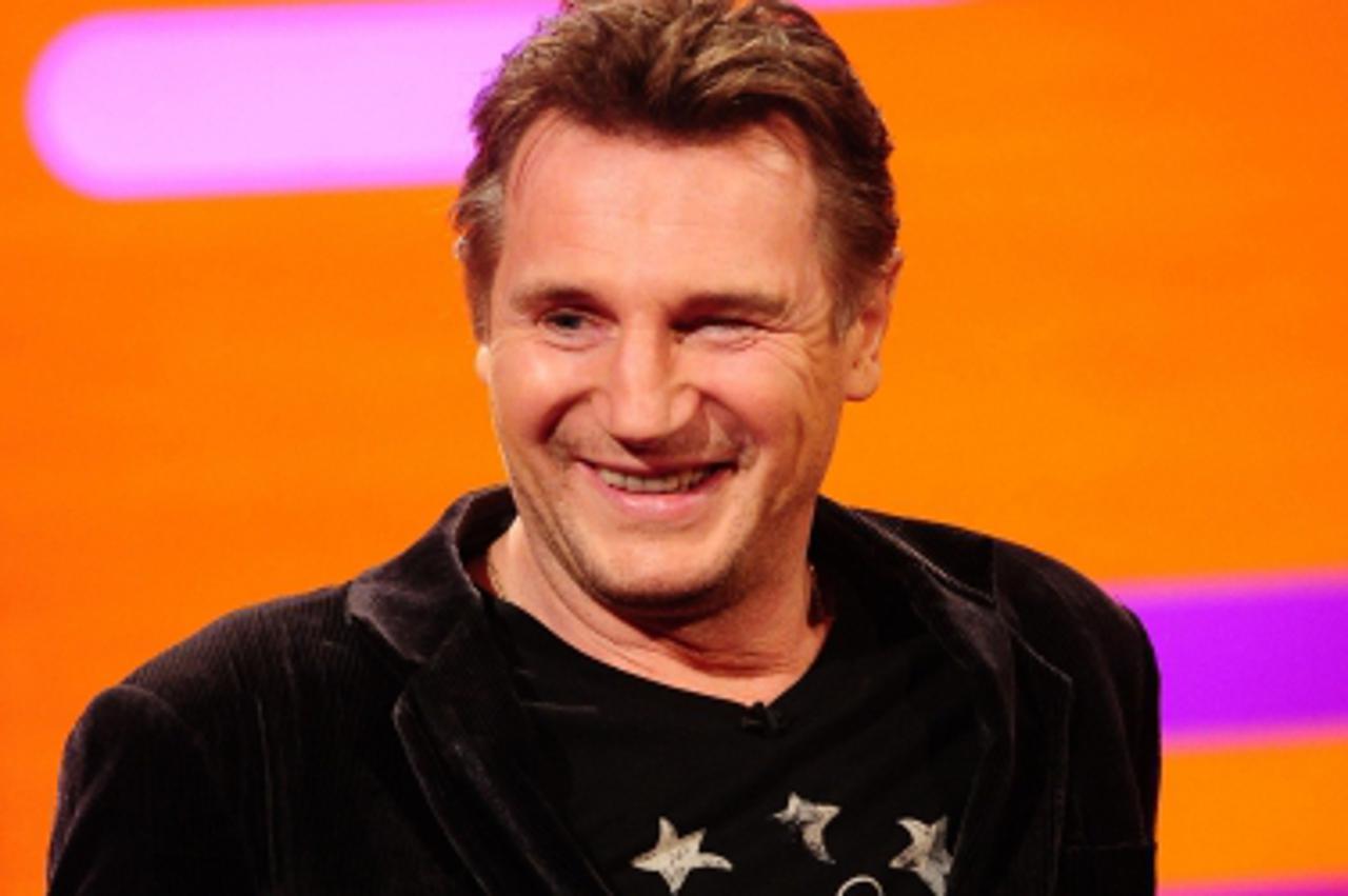 'Liam Neeson during the filming of the Graham Norton Show at The London Studios, south London, to be aired on BBC One on Friday evening. Photo: Press Association/Pixsell'