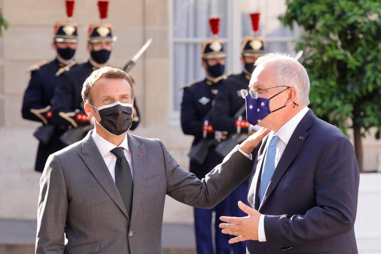 FILE PHOTO: French President Macron meets Australian PM Morrison in Paris