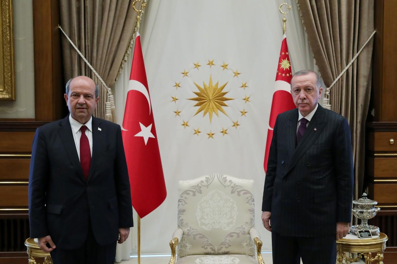 Turkish President Erdogan meets with Tatar, prime minister of the breakaway state of Northern Cyprus, in Ankara