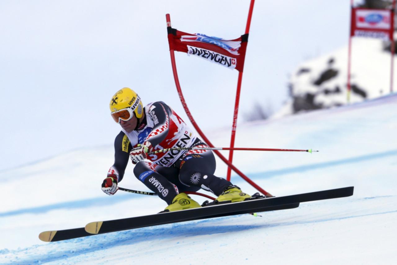 'Ivica Kostelic of Croatia skis during the men\'s Alpine Skiing World Cup downhill race at Lauberhorn in Wengen January 19, 2013.                      REUTERS/Ruben Sprich (SWITZERLAND  - Tags: SPORT 