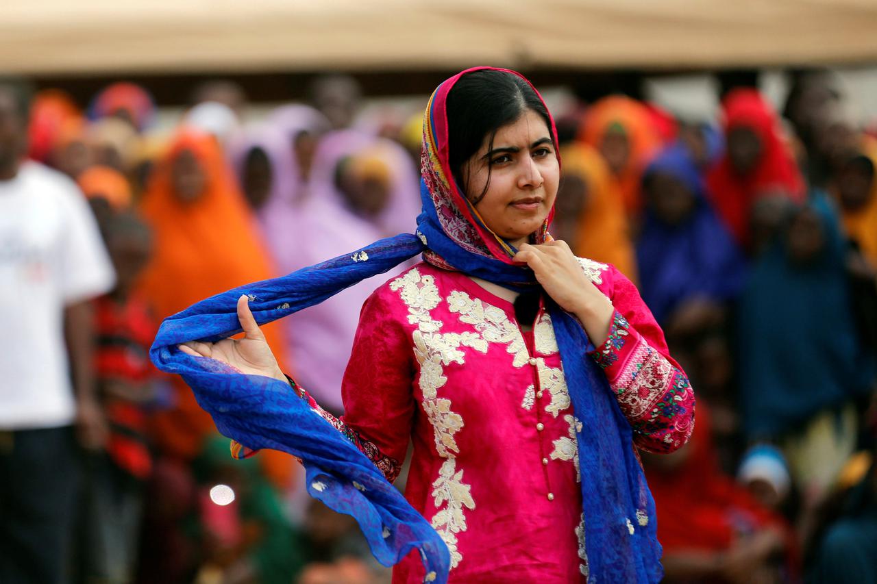Pakistani Nobel Peace Prize laureate Malala Yousafzai attends celebrations to mark her 19th birthday at the Juba Sports Complex in Dagahaley area of Dadaab refugee camp near the Kenya-Somalia border, July 12, 2016. REUTERS/Thomas Mukoya?