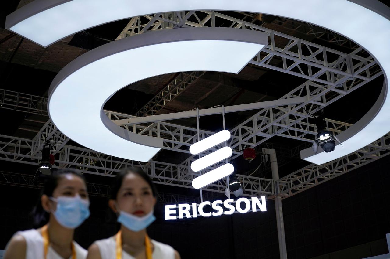 FILE PHOTO: An Ericsson sign is seen at the third China International Import Expo (CIIE) in Shanghai
