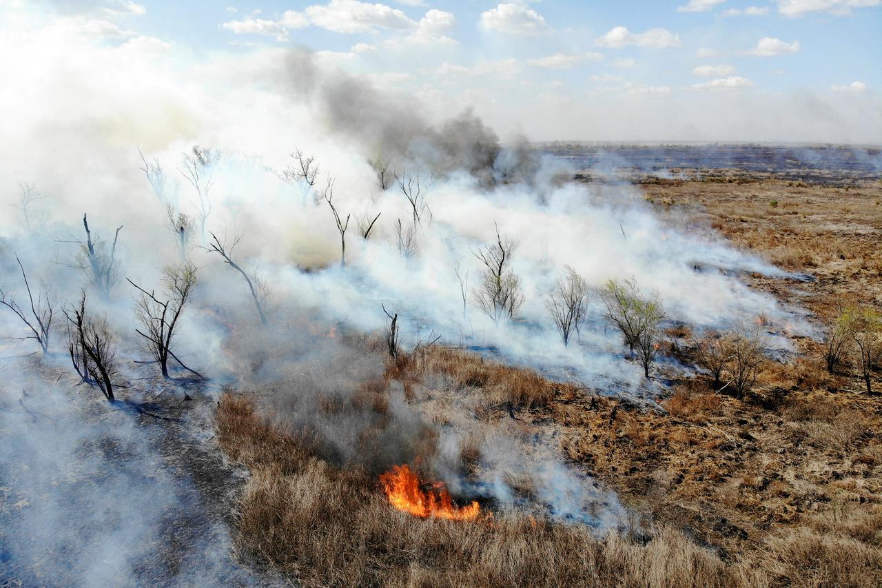 FILE PHOTO: Wildfires rage the Parana river's delta region, in central east Argentina