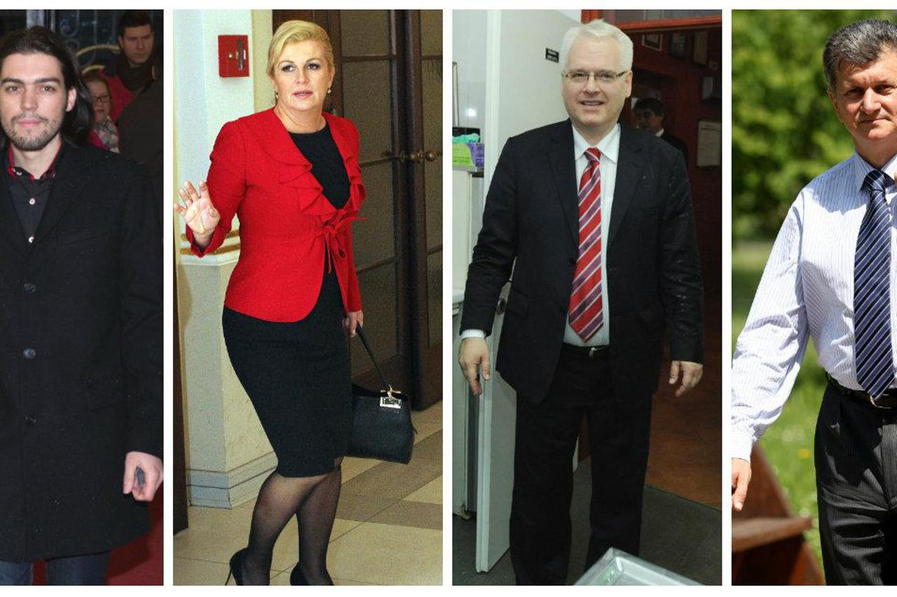 kolaz kandidati Josipović, Kitarović, Sinčić, Kujundžić
