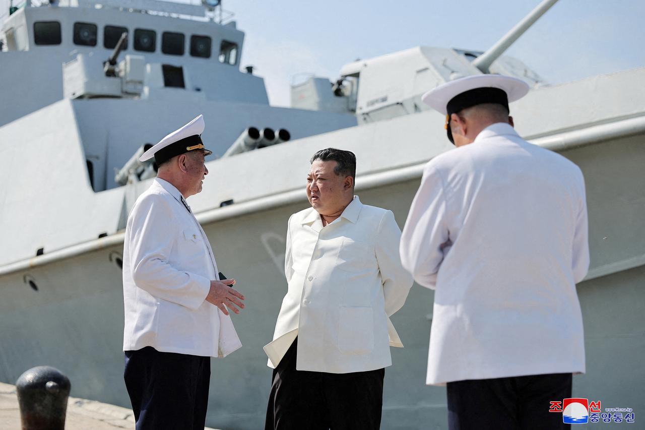 North Korean leader Kim Jong Un inspects the Guards 2nd Surface Ship Flotilla of the East Sea Fleet of the Navy of the Korean People's Army (KPA)