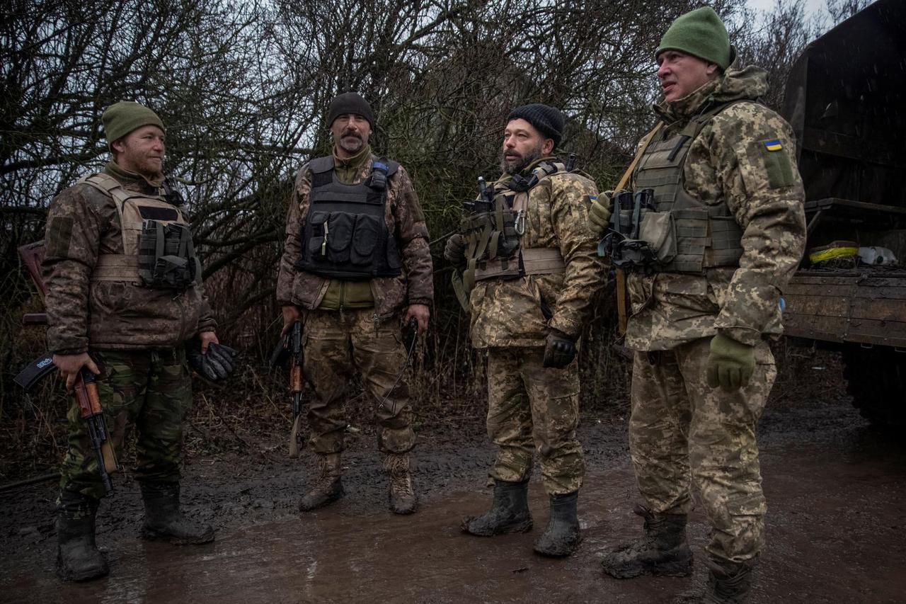 Ukrainian servicemen are seen in Donetsk region