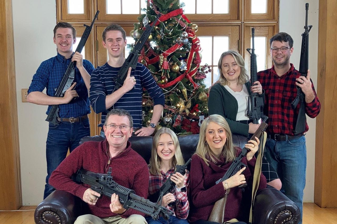 U.S. Rep. Thomas Massie (R-KY) tweets a Christmas photo of his family holding guns