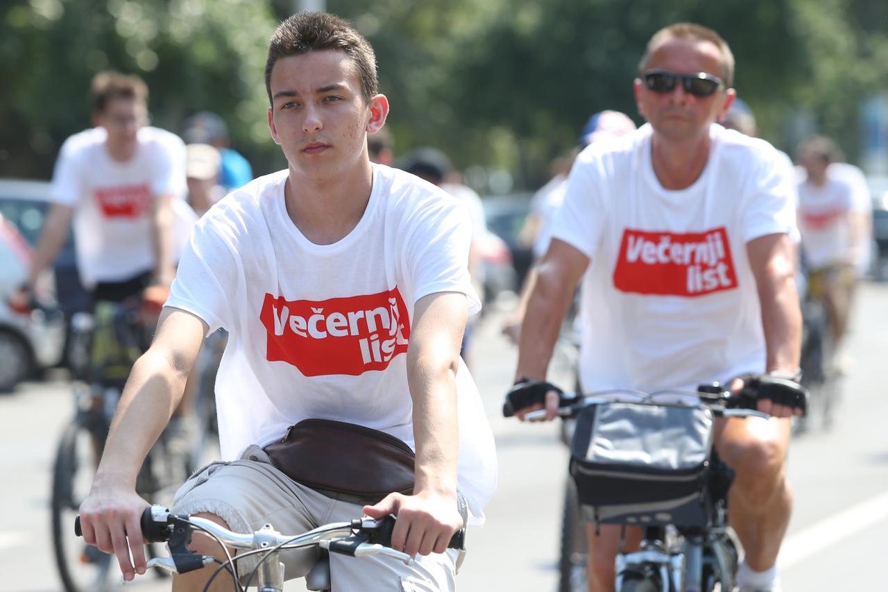 16.06.2013., Zagreb - Nakon cetiri godine stanke, Vecernjakova biciklijada ponovno je okupila velik broj sudionika. 31. biciklijada je ove godine u znaku skorasnjeg ulaska u Europsku uniju, pa 28 Nextbike javnih bicikla na celu povorke na simbolican nacin