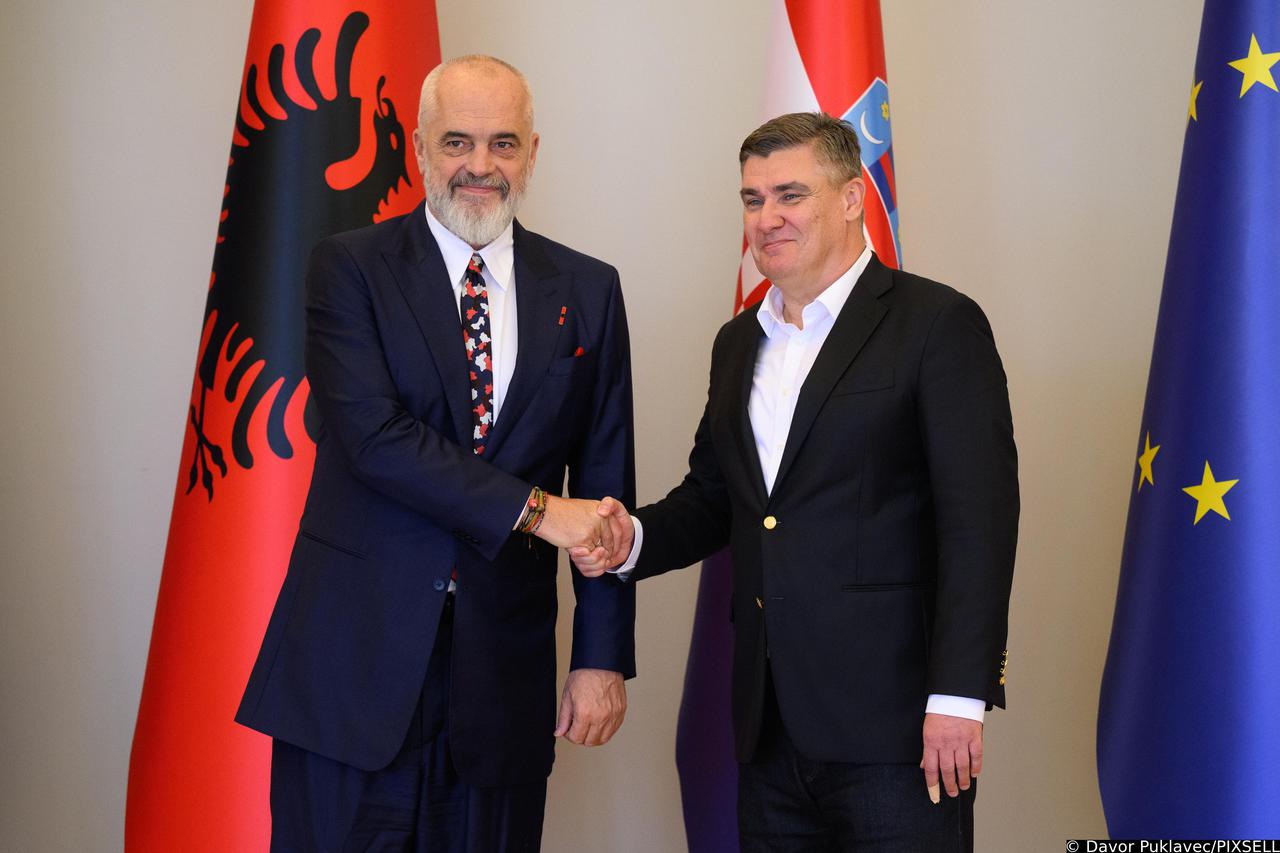 Zagreb: Predsjednik Milanović primio je na Pantovcaku predsjednika Vlade Republike Albanije Edija Ramu