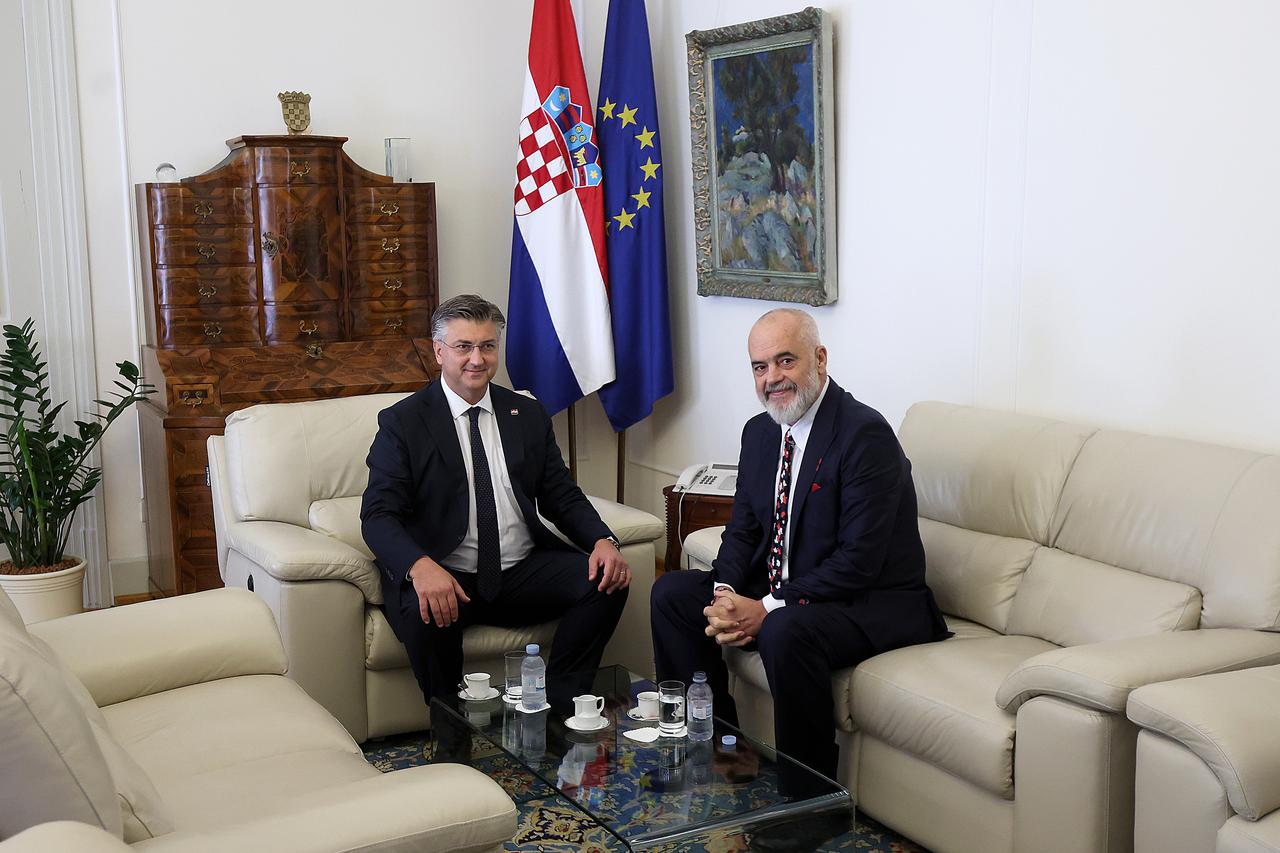 Zagreb: Andrej Plenković primio je  predsjednika Vlade Republike Albanije Edija Ramu