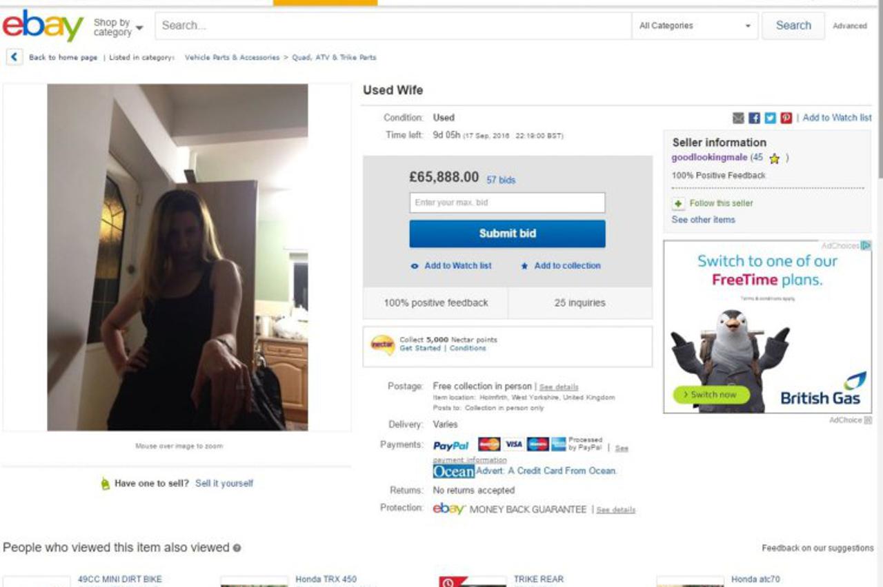 Suprug stavio ženu na prodaju na stranicu Ebay