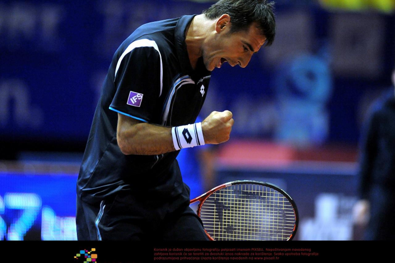 '01.02.2012., Dom sportova, Zagreb  - ATP teniski turnir PBZ Zagreb Indoors. Marsel Ilhan - Ivan Dodig.  Photo: Goran Stanzl/PIXSELL'