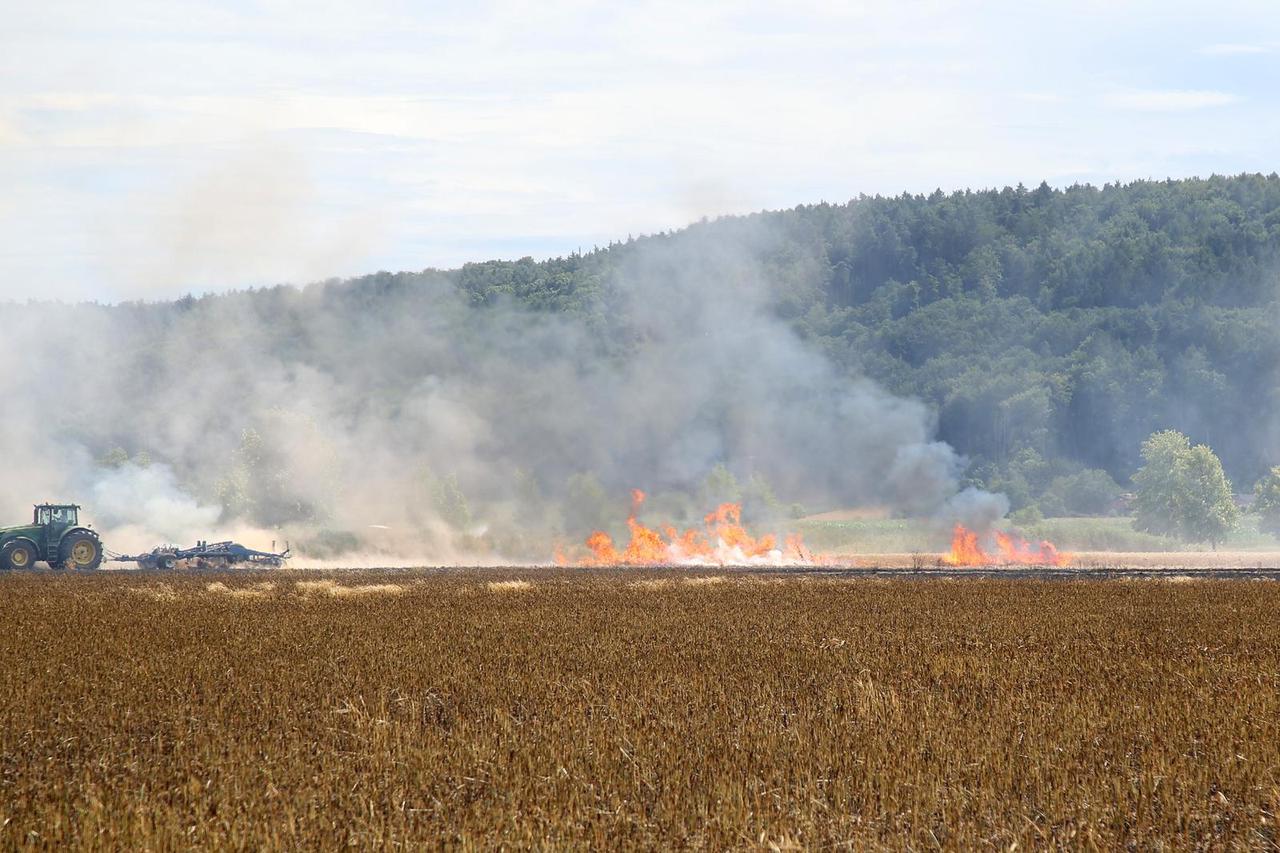 Drought in Germany - fire in a wheat field