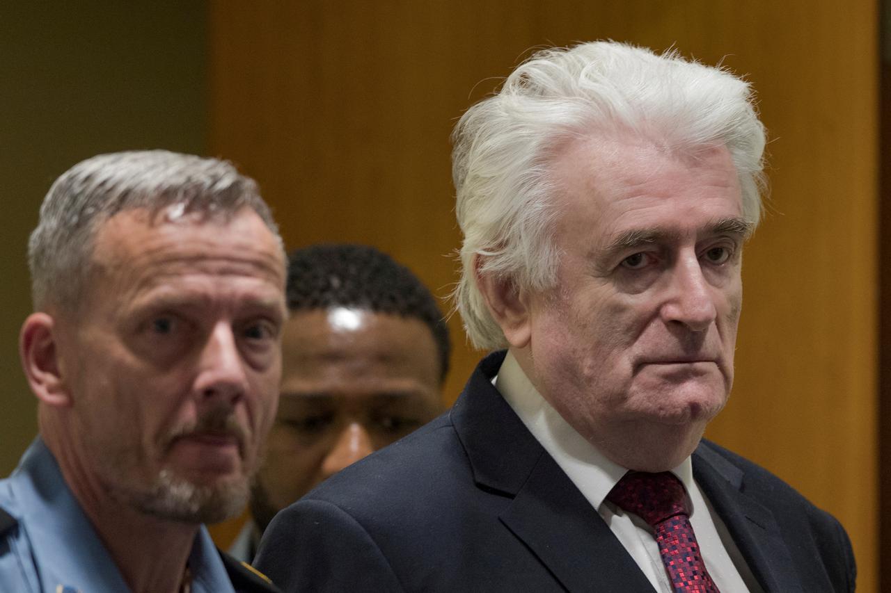 FILE PHOTO: Former Bosnian Serb leader Radovan Karadzic appears before the Appeals Chamber of the International Residual Mechanism for Criminal Tribunals ("Mechanism") ruling on a appeal of his 40 year sentence for war crimes in The Hague