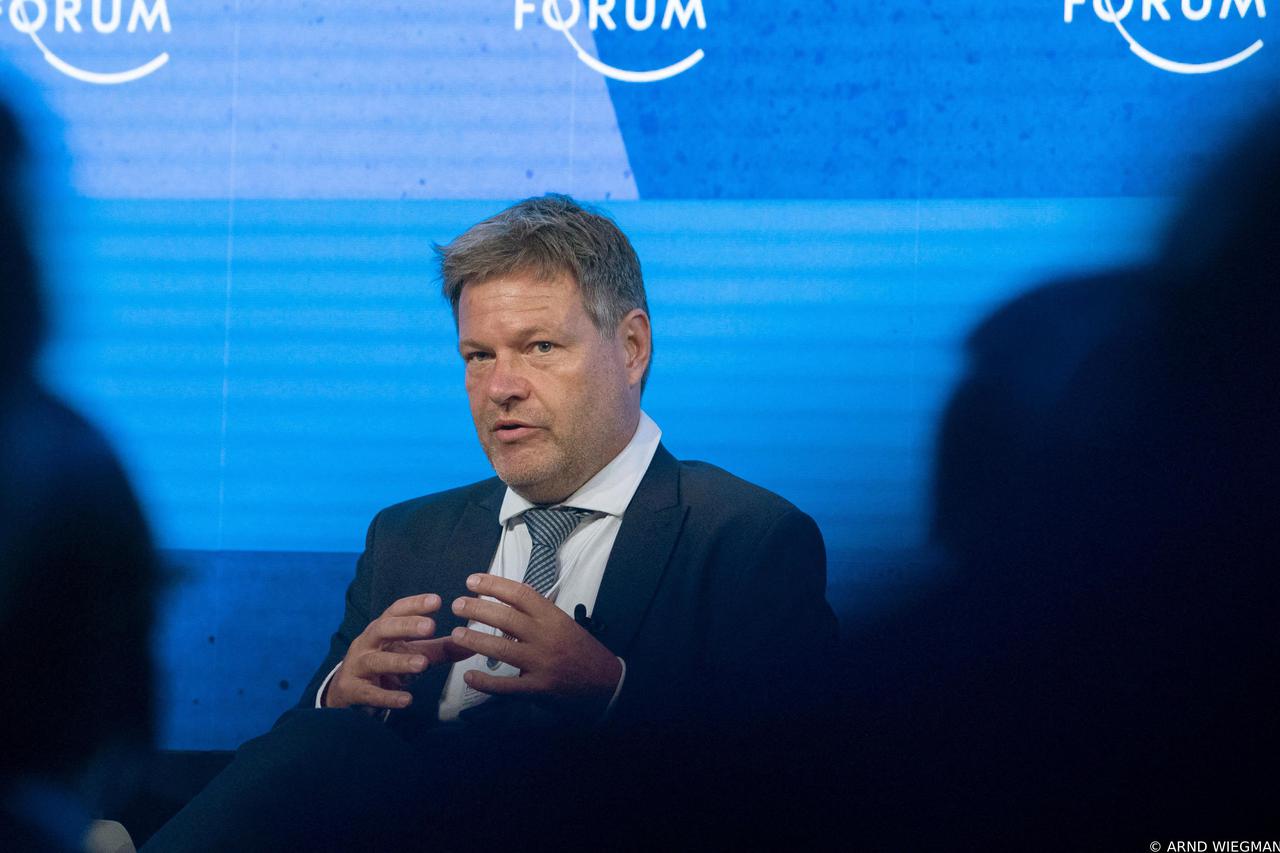 German Economic and Climate Protection Minister Habeck speaks during a panel discussion at WEF 2022, in Davos