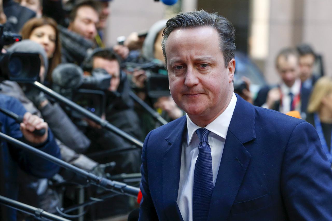 British Prime Minister David Cameron arrives at the EU council headquarters for the second day of a European Union leaders summit addressing the talks about the so-called Brexit and the migrants crisis in Brussels, Belgium, February 19, 2016. REUTERS/Yves