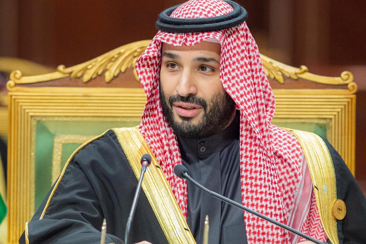 Saudi Crown Prince Mohammed bin Salman speaks during the Gulf Summit in Riyadh, Saudi Arabia