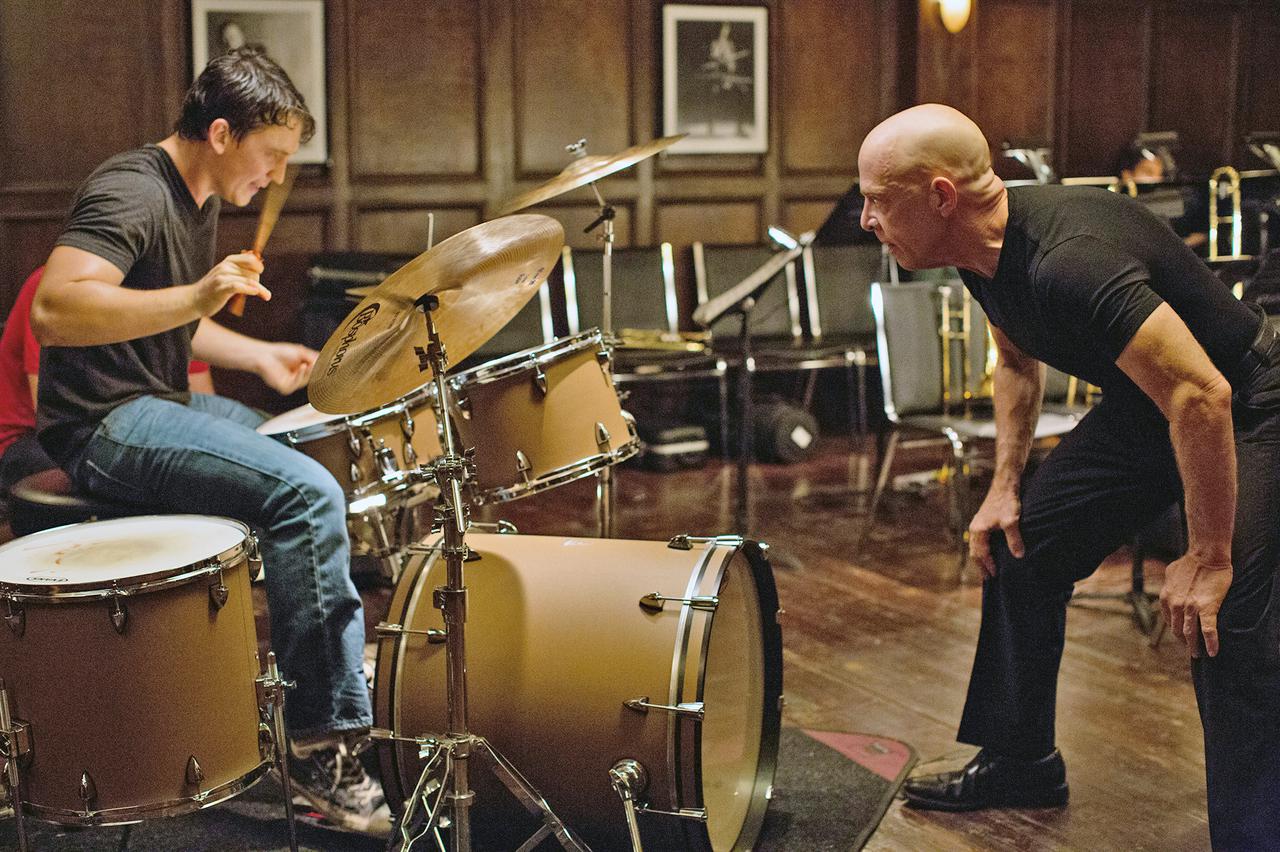 Left to right: Miles Teller as Andrew and J.K. Simmons as Fletcher Photo by Daniel McFadden, Courtesy of Sony Pictures Classics 