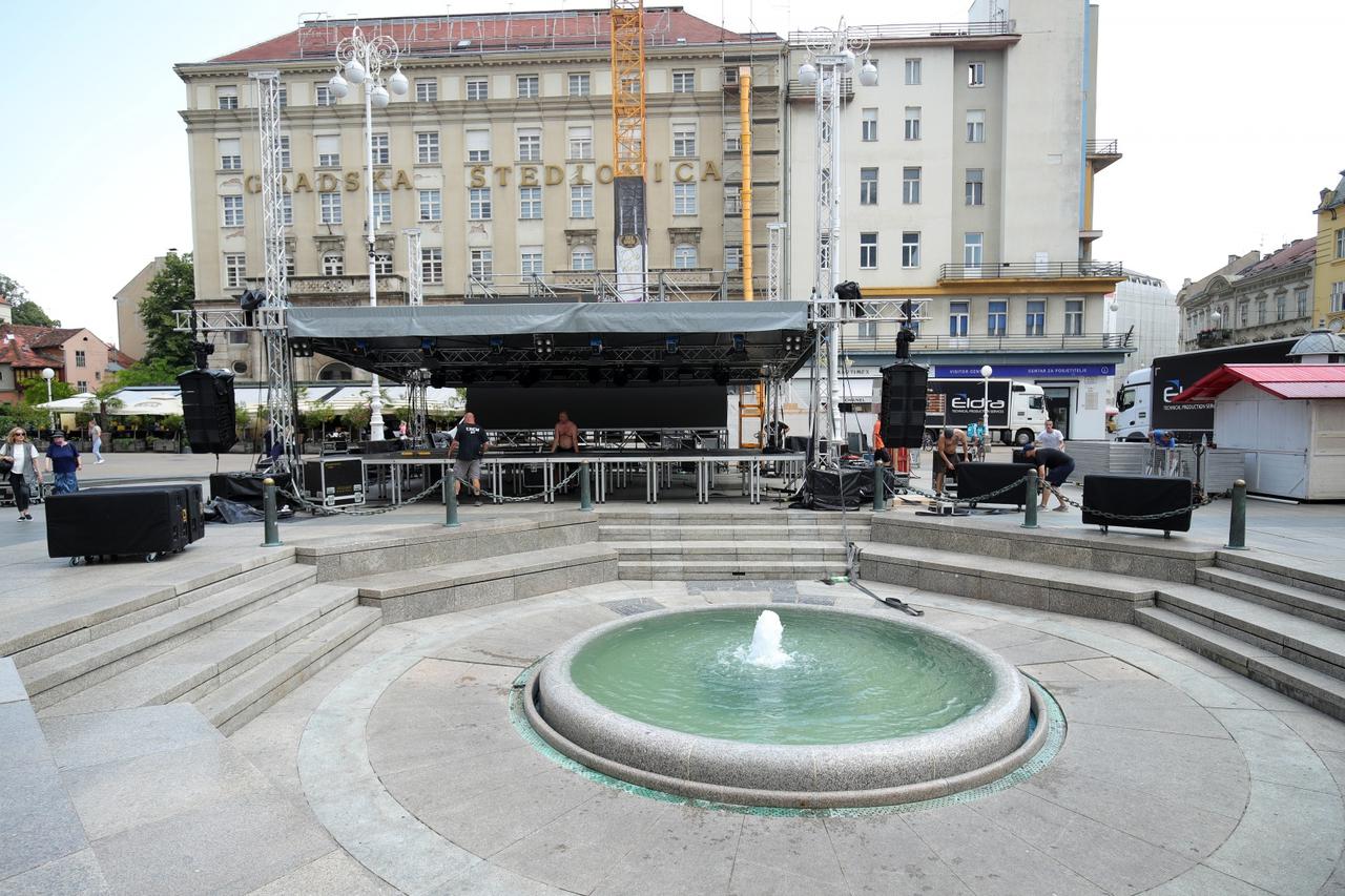 Zagreb: Pozornica na glavnom Trgu gdje će se pratiti utakmice Europskog nogometnog prvenstva