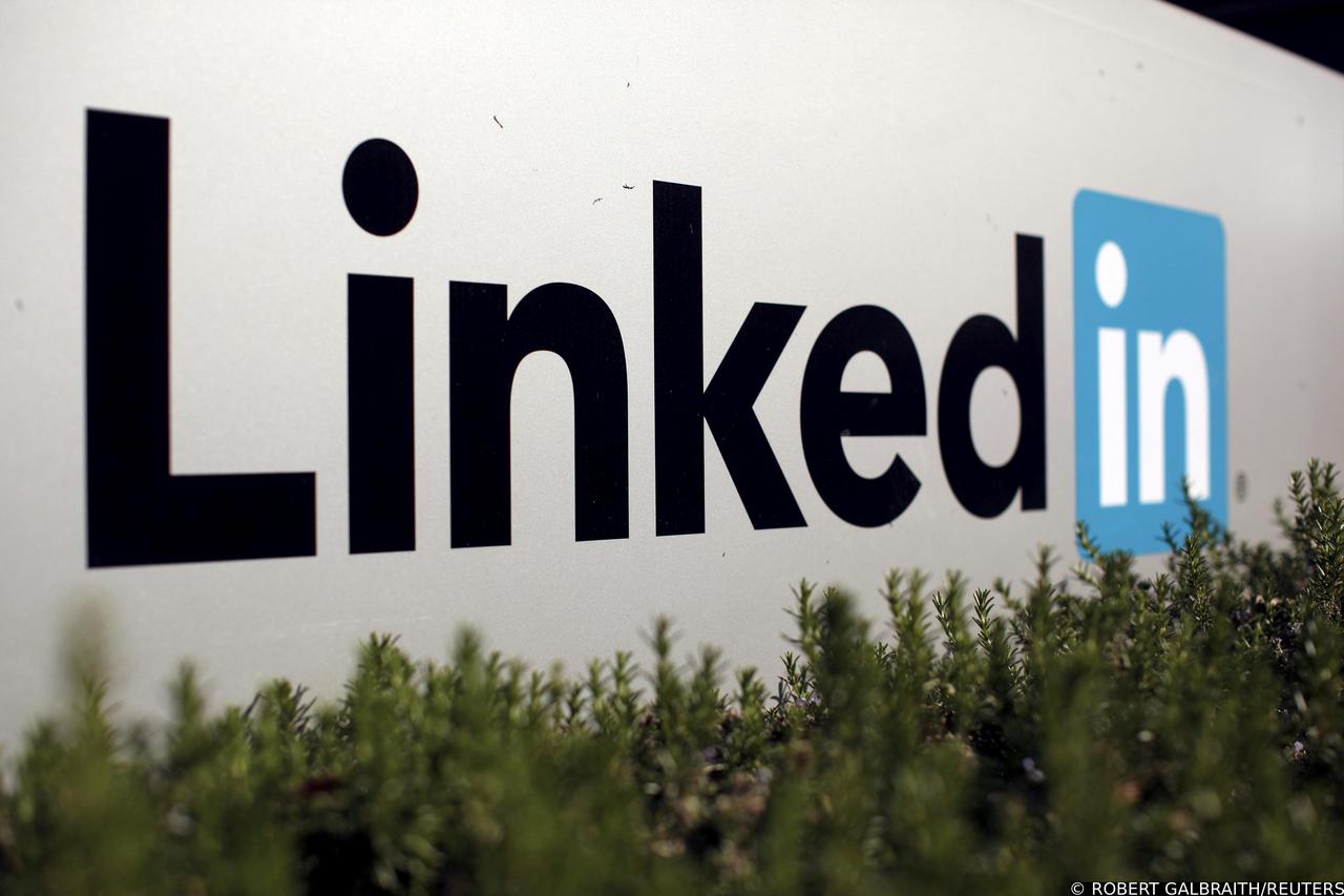 FILE PHOTO: The logo for LinkedIn Corporation is shown in Mountain View, California