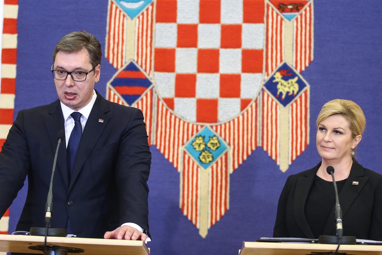 Izjave za medije nakon sastanka predsjednice Grabar-Kitarović s kolegom Vučićem