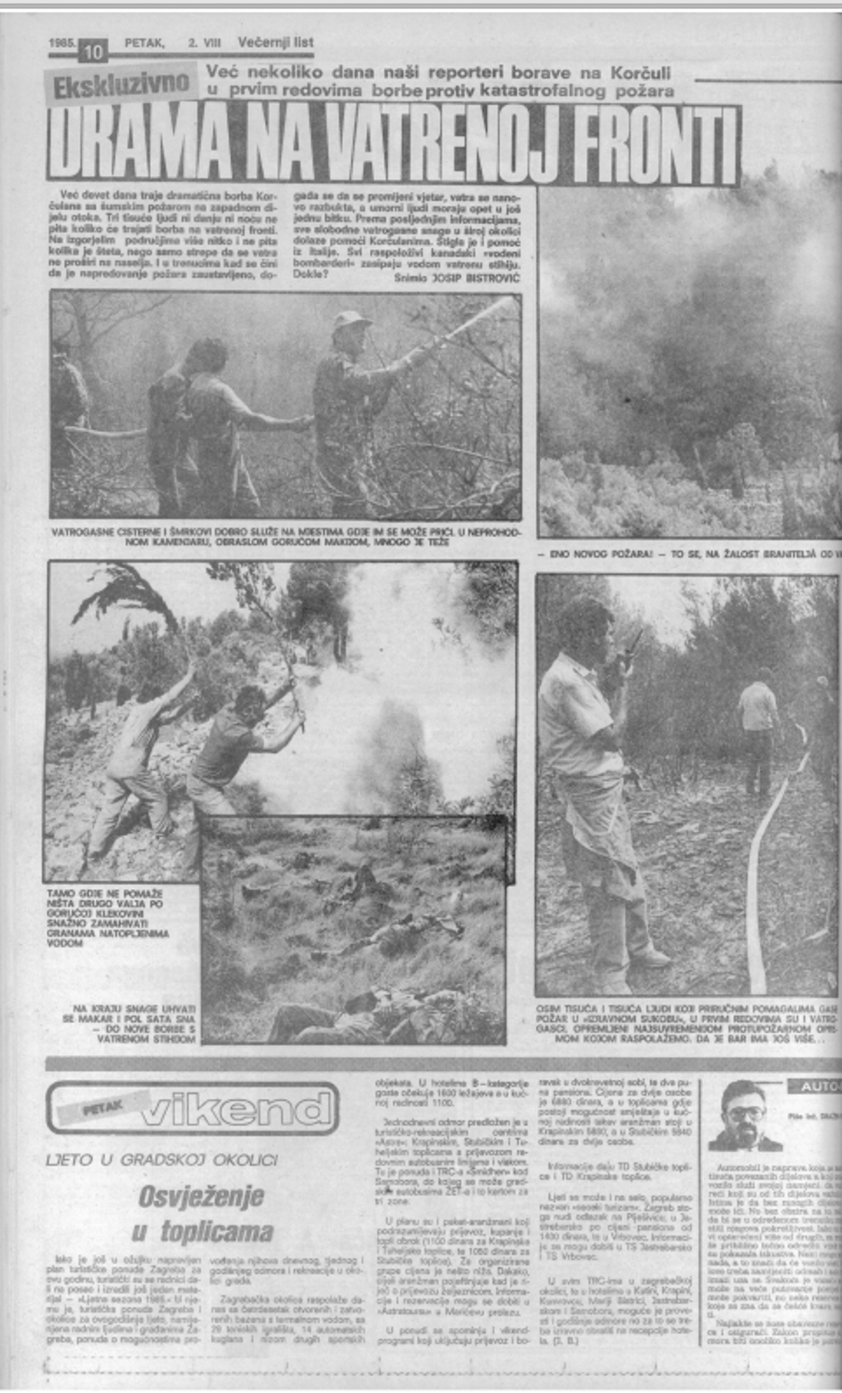 korčula 2. 8. 1985. požar
