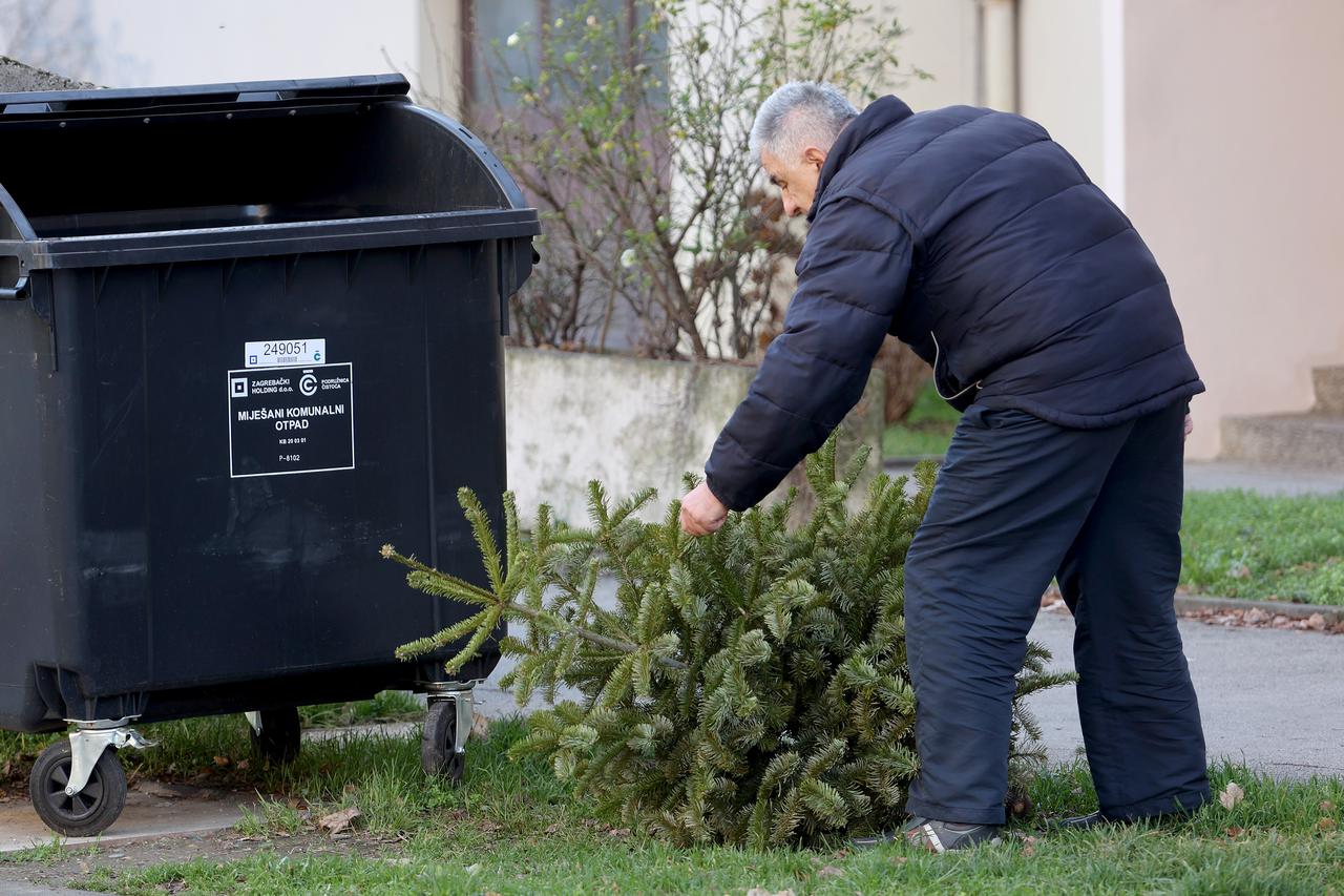 Zagreb: Odbačena božićna drvca čekaju odvoz 