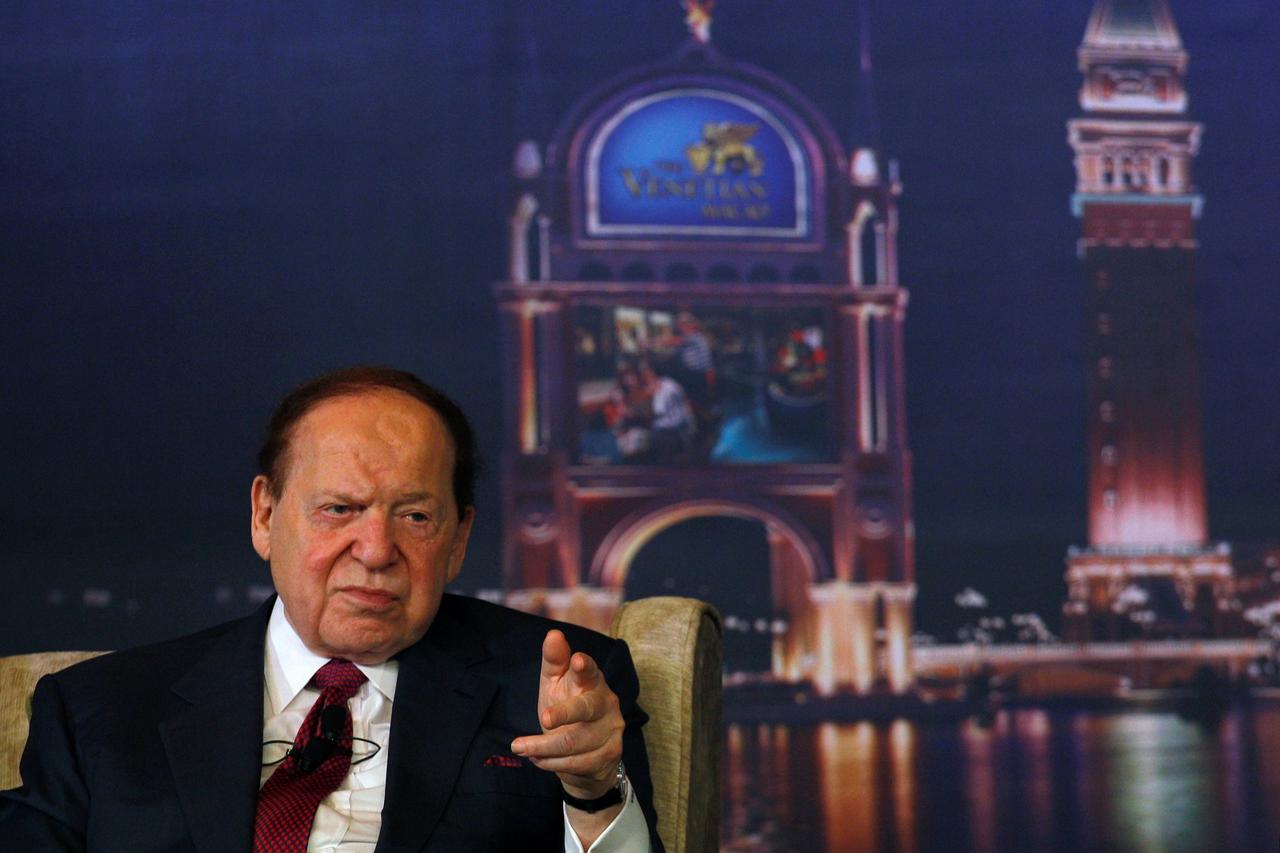 FILE PHOTO: Las Vegas Sands Chairman and CEO Sheldon Adelson speaks during a news conference at Sands Cotai Central, Sands' newest integrated resort in Macau