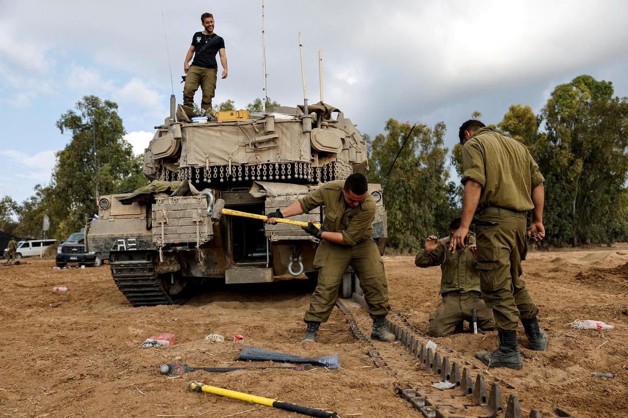 Israeli tanks at Israel's border with the Gaza Strip, in southern Israel
