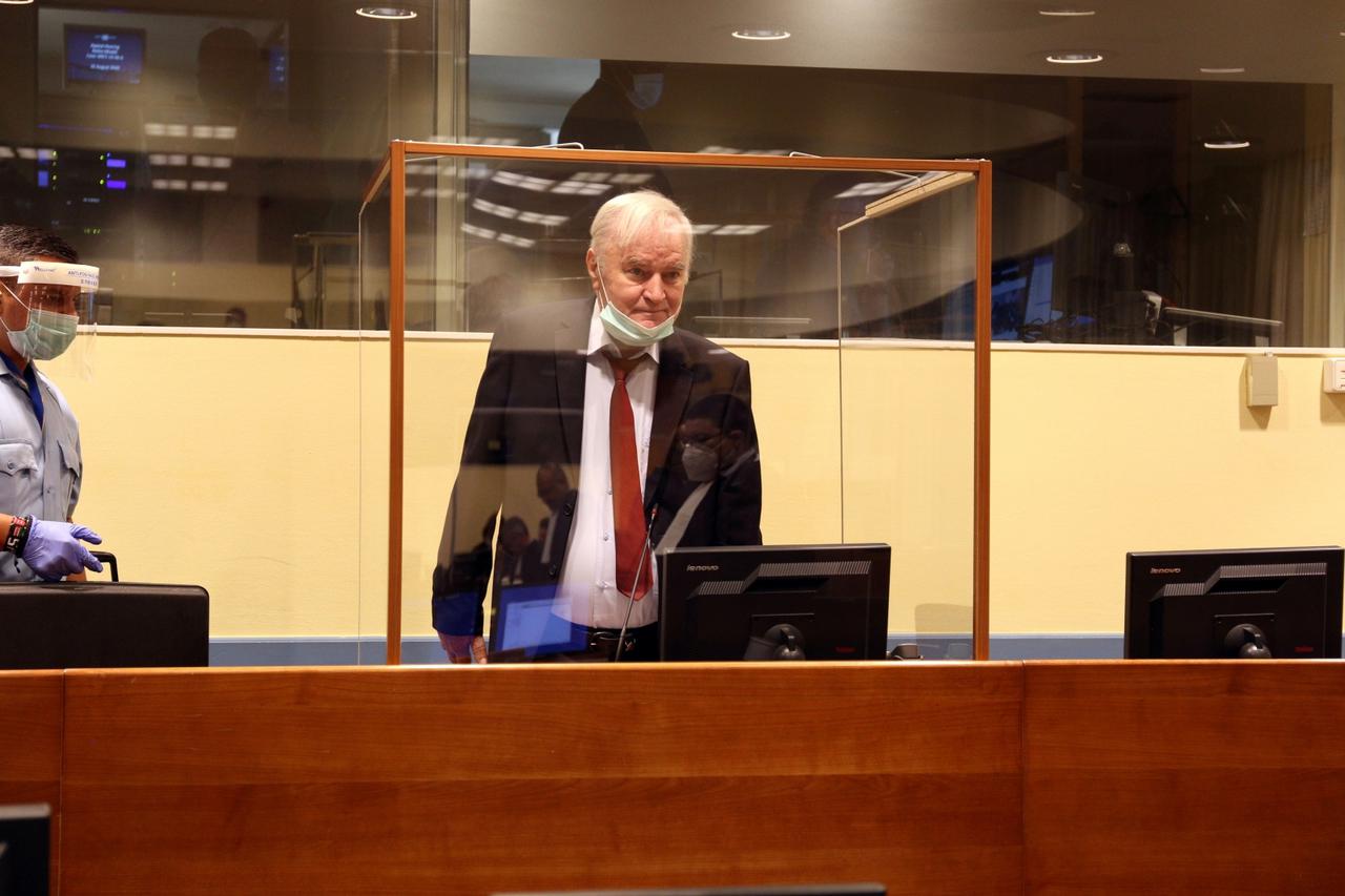 Former Bosnian Serb military leader Ratko Mladic attends his appeal hearing in The Hague