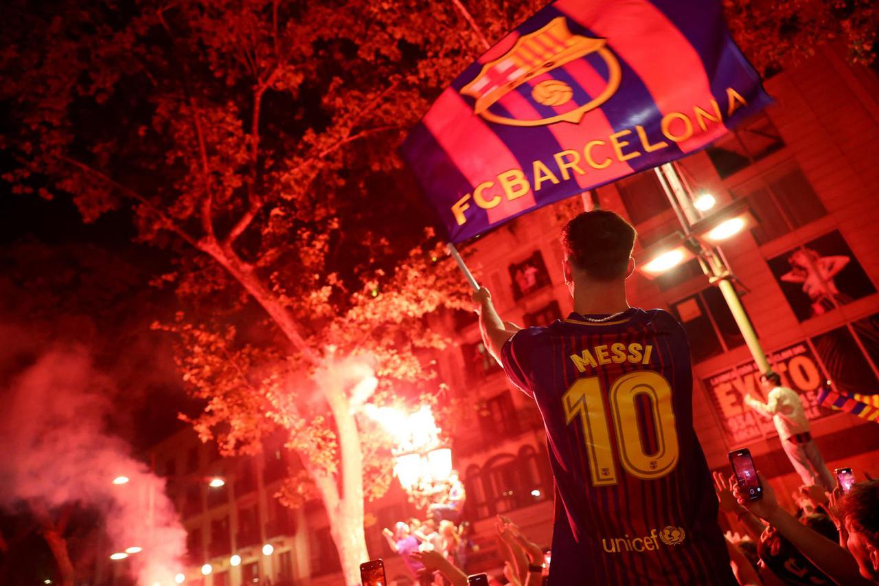 LaLiga - FC Barcelona fans celebrate winning LaLiga