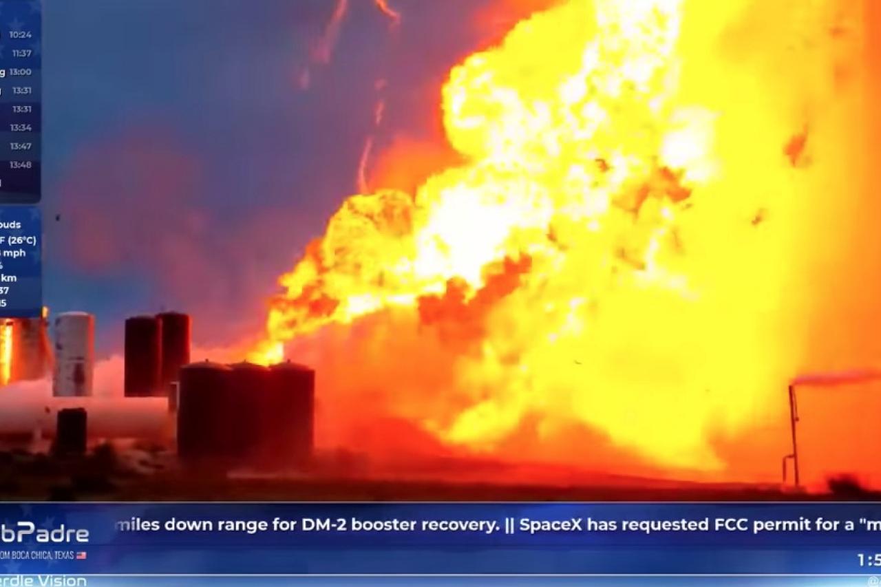 A prototype of SpaceX rocket Starship explodes during ground tests, in Boca Chica
