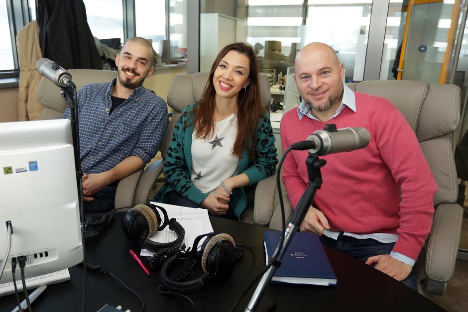 20.01.2016., Zagreb - Radio Gold FM zapoceo s emitiranjem. Marko Bratos, Rene Bitorajac, Ana Majhenic.  Photo: Luka Stanzl/PIXSELL