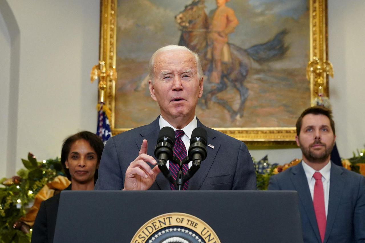 FILE PHOTO: Biden speaks about inflation at the White House in Washington