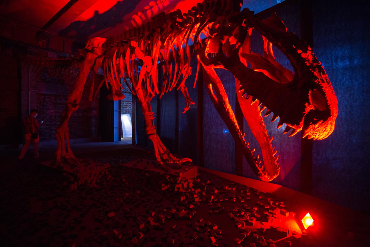 14.07.2016., Rijeka - U bivsem skladisnom prostoru Exportdrva na Delti otvorena je izlozba Divovi Patagonija s replikama kostura i modelima dinosaura u prirodnoj velicini. Najvecu putujucu izlozbu o dinosaurima juzne Zemljine polutke postavio je Prirodosl
