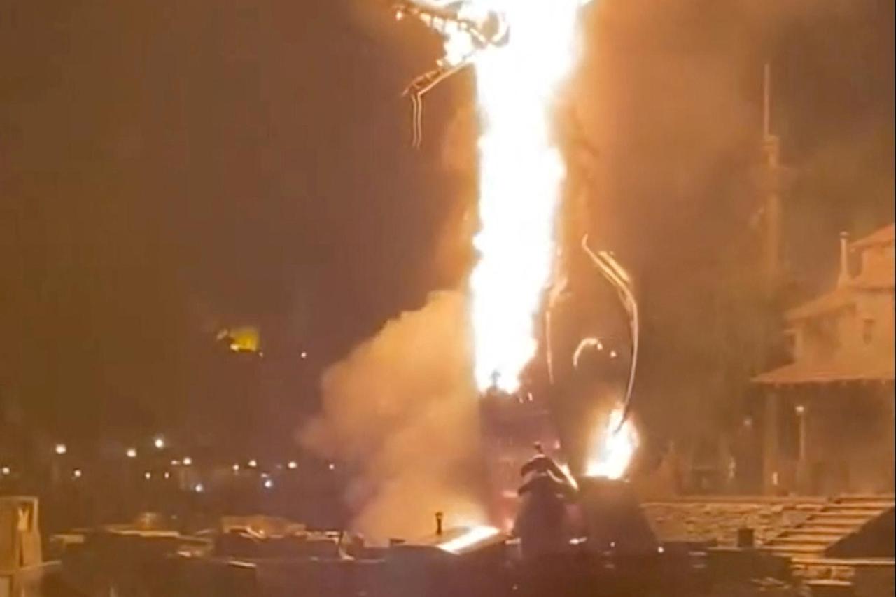 A dragon attraction catches fire at Disneyland, in Anaheim