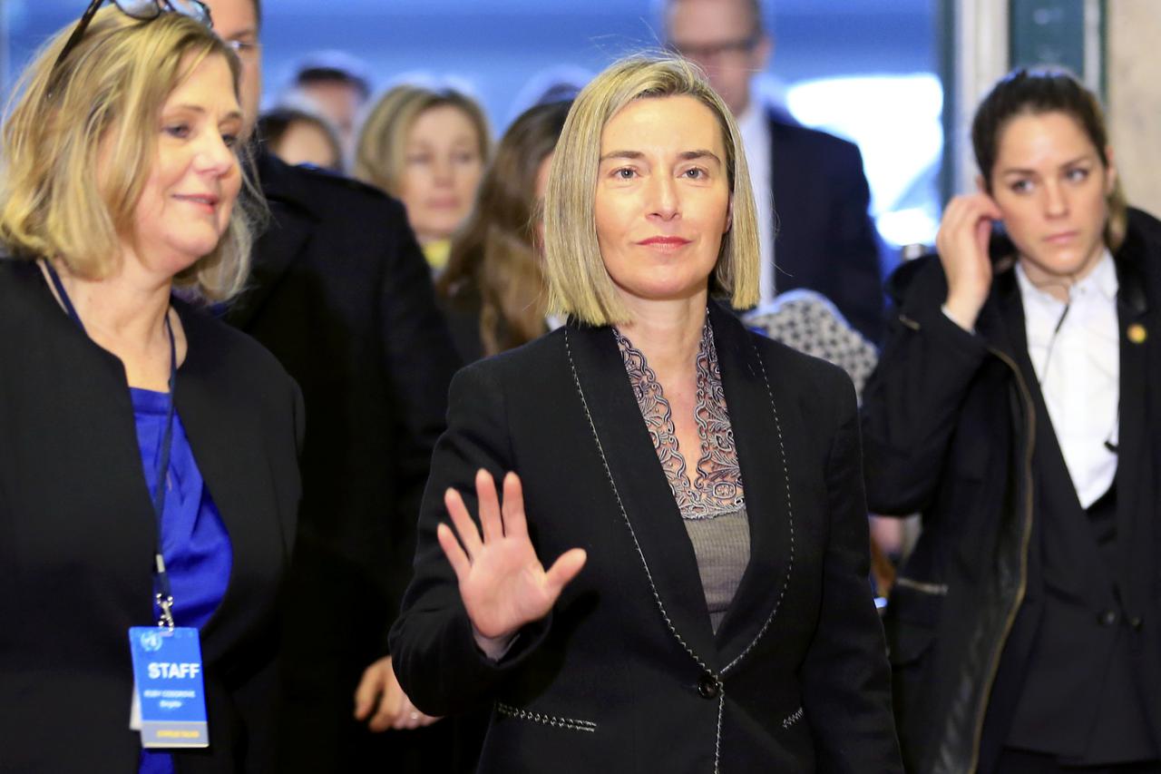 European Union Foreign Policy Chief Federica Mogherini arrives for the Conference on Cyprus at the European headquarters of the United Nations in Geneva, Switzerland, January 12, 2017. REUTERS/Pierre Albouy