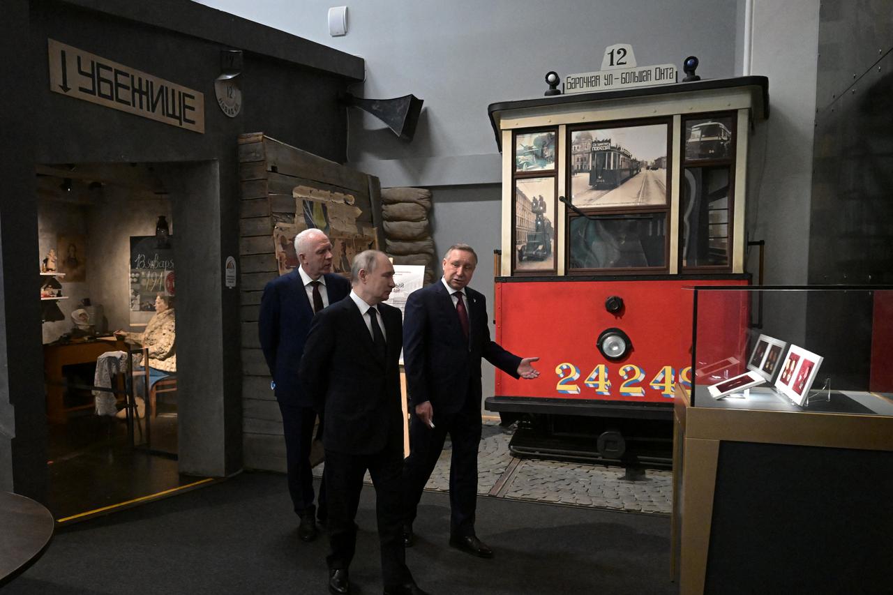 Russia's President Putin takes part in events commemorating the anniversary of breaking the siege of Leningrad
