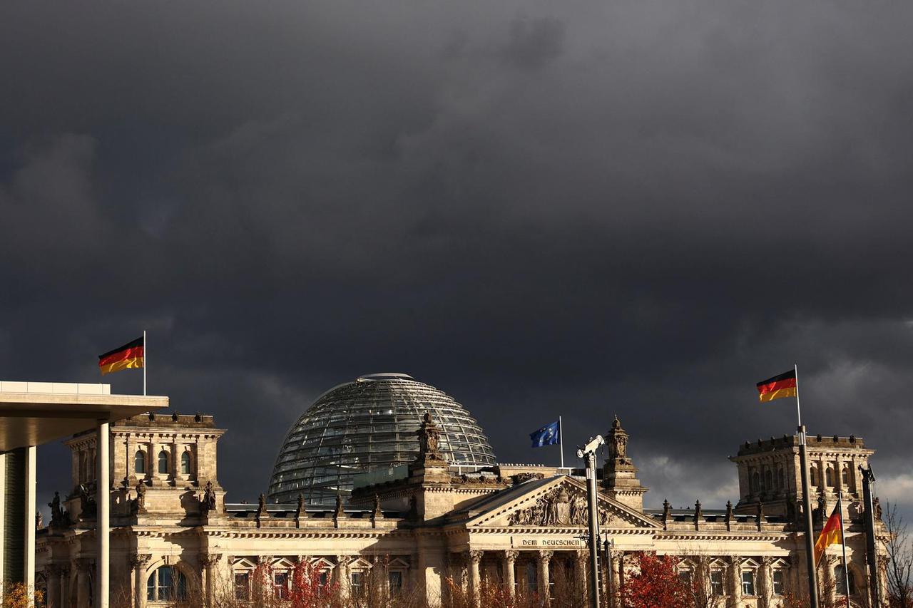 Dark clouds over the Bundestag in berlin