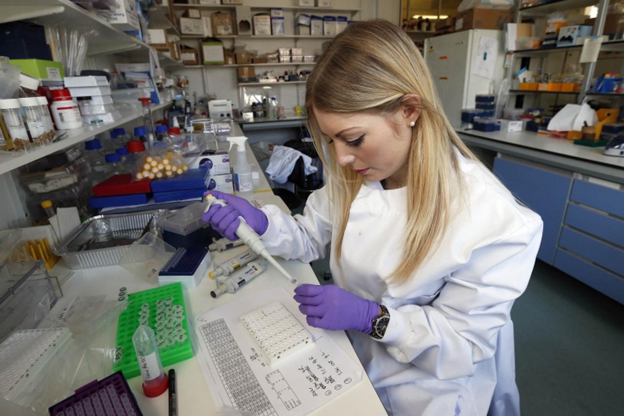 'Graduate student Katie Barnes works in the Nanomedicine Lab at UCL's School of Pharmacy in London May 2, 2013. Is nanomedicine the next big thing? A growing number of top drug companies seem to thin
