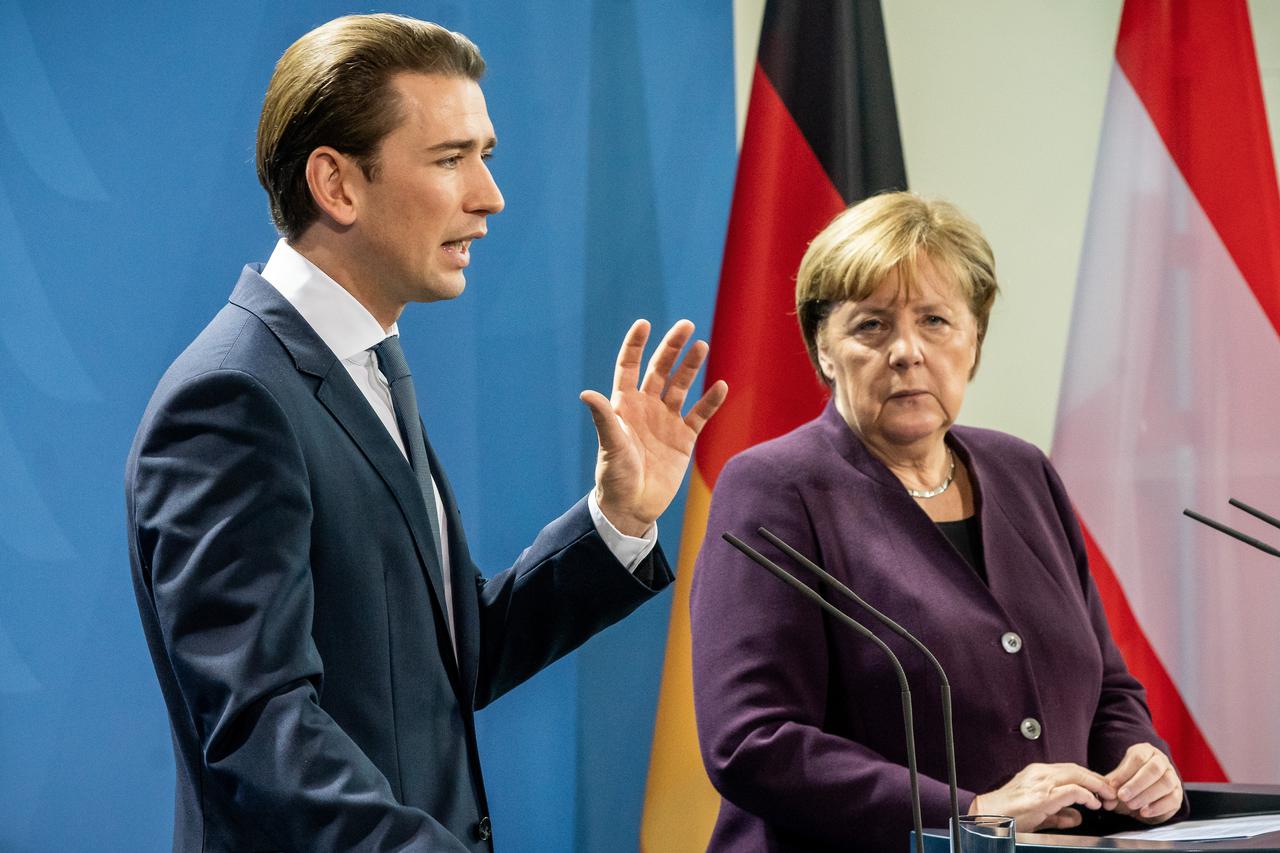 Austria's Federal Chancellor Kurz with Merkel