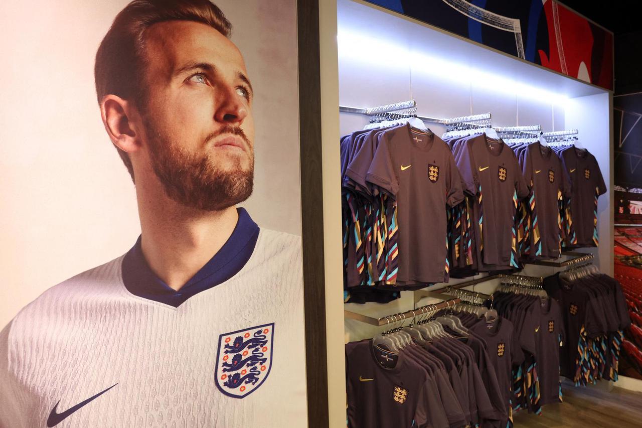 New England football kit on display in the Wembley Stadium store