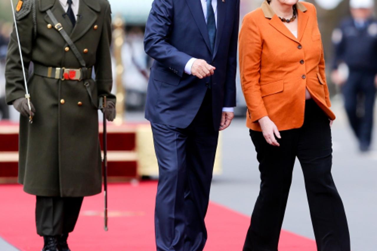 'German Chancellor Angela Merkel is greeted with military honors by Prime Minister of Turkey Recep Tayyip Erdogan in Ankara, Turkey, 25 February 2013. Photo: KAY NIETFELD/DPA/PIXSELL'