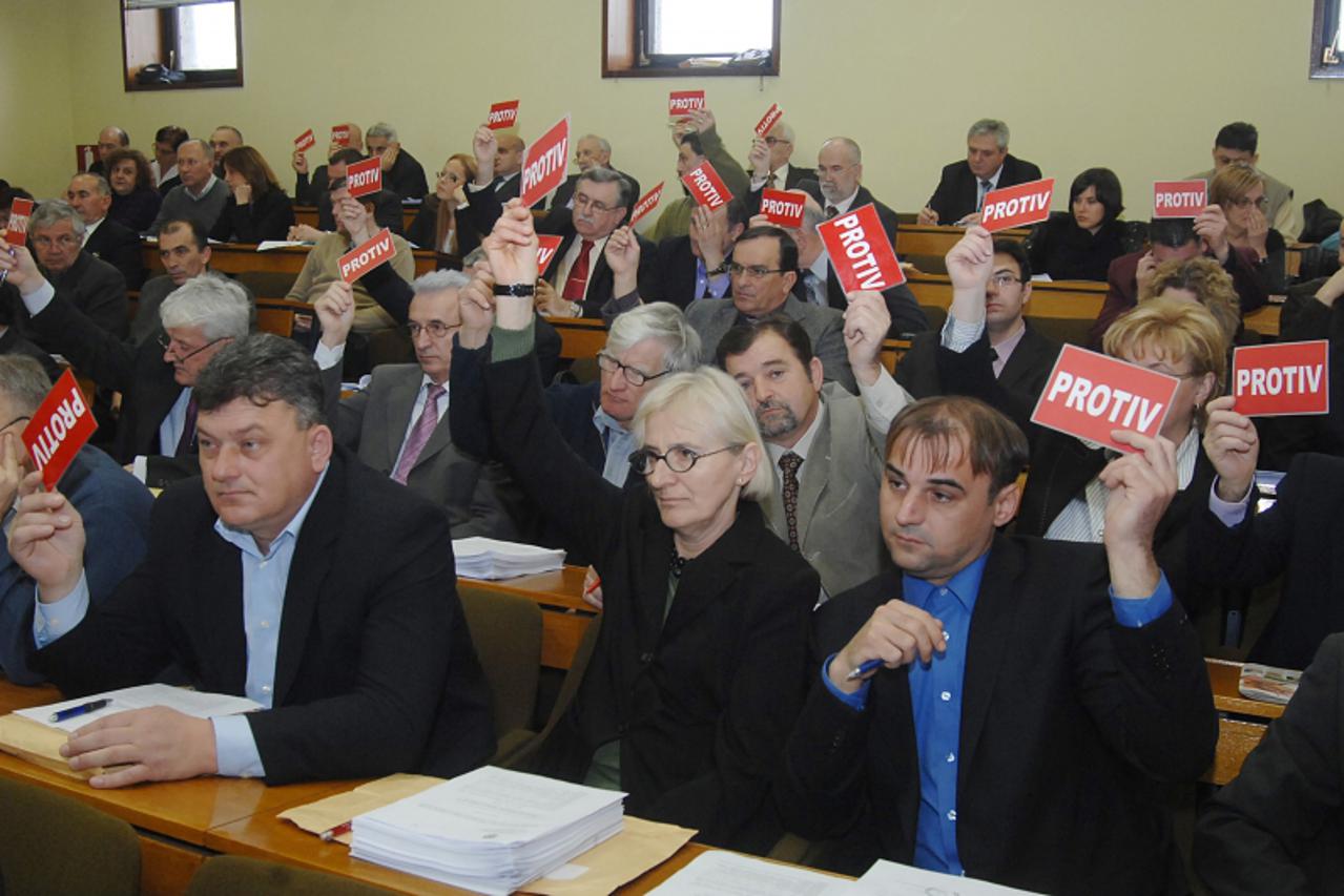 '21.02.2011., Sisak - Vecina u Skupstini Sisacko-moslavacke zupanije bila je protiv toga da zupanicini savjetnici budu volonteri. Photo:Nikola Cutuk/PIXSELL'