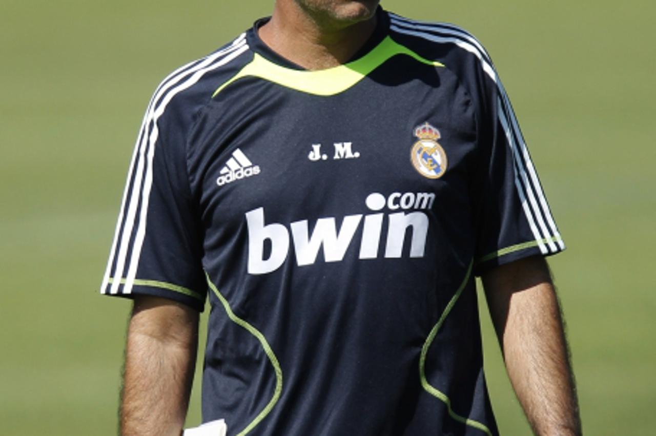 'Real Madrid coach Jose Mourinho of Portugal watches the team during training in Los Angeles, California, July 29, 2010.  Real Madrid will play Club America in San Francisco on August 4, and LA Galaxy